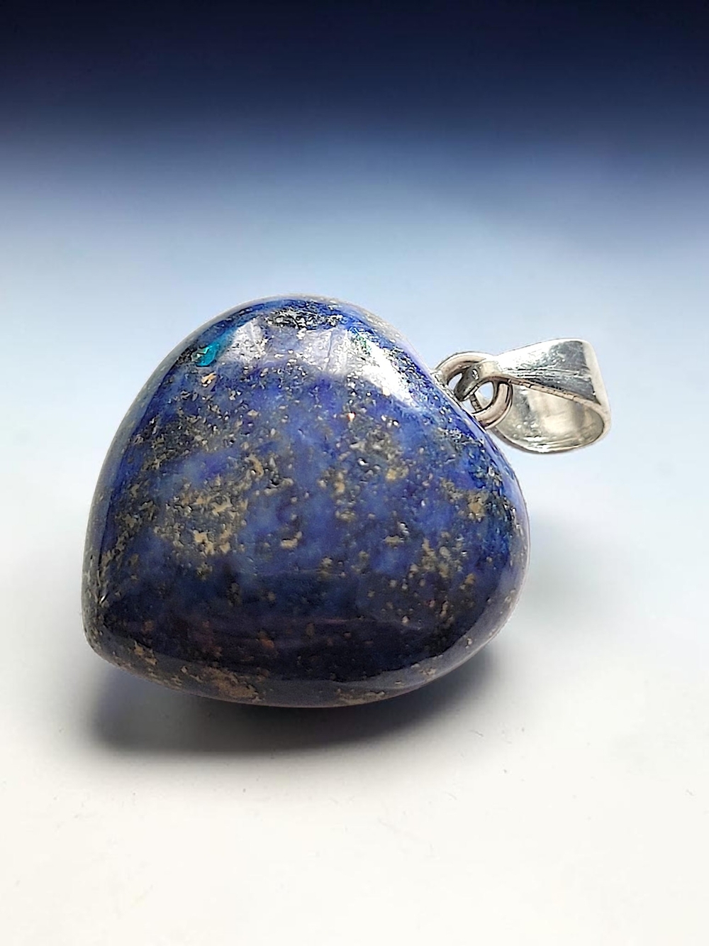 Lapis Lazuli Heart Pendant in Deep Blue with Gold Flecks